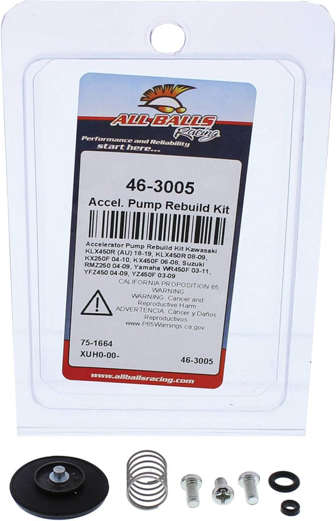 All Balls Racing Accelerator Pump Rebuild Kit 46-3005 Compatible With/Replacement For Yamaha WR450F 2003-2011, YFZ450 2004-2009, YZ450F 2003-2009...