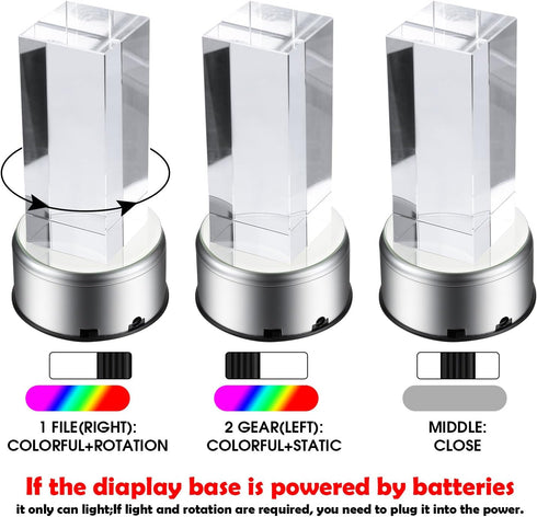 Mudder 7 LED Rotating Display Stand Light Colorful Crystal Base Cup Turner Platform 360 Degree Display Spinner with USB Cable for Tumbler Cup Crys...