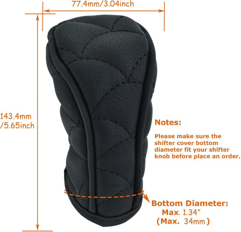Lunsom Car Gear Stick Shift Knob Cover Zipper Shifter Lever Handle Leather Protector Sleeve for Most Vehicles (Black)...