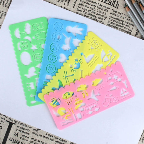 24 Pcs Plastic Drawing Stencils Set Colorful Drawing Scale Template DIY Crafts Set for Boys Girls with Animal Stencils - 6 Sets of 4 Different Ste...