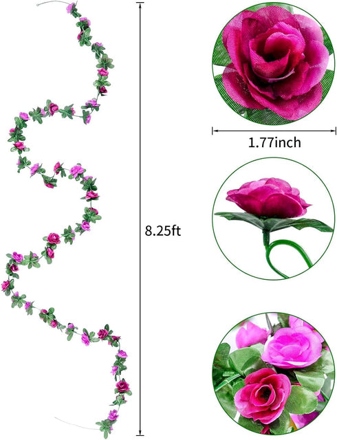 Miracliy 9Pcs 74FT Purple Flower Garland Artificial Rose Arch Vines Fake Spring Floral Garland for Flower Wall Backdrop Wedding Mothers Day Garden...