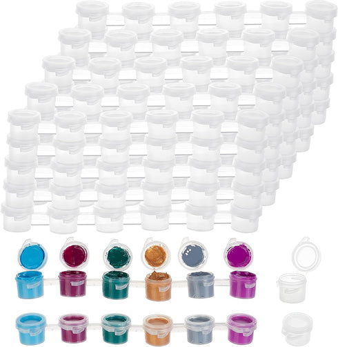 PH PandaHall 25 Strips Empty Paint Pots Strips, 150 Pots 3ml/ 0.1oz Mini Paint Pot Pod Strips Arts Crafts Plastic Storage Containers Painting Cup ...
