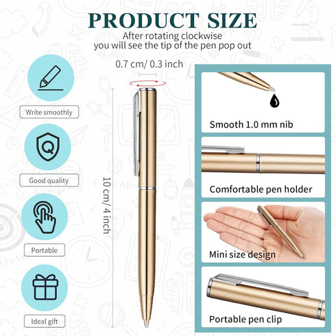 Teling 72 Pcs Small Ballpoint Pen Mini Pens Bulk 4 Inch Short Small Pens Tiny Pen Ink Ballpoint Pens for Notebook Pockets Signature Notepads Schoo...