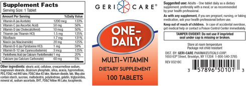 GeriCare One-Daily Multi-Vitamin Tablets Dietary Suplement 100 Count (Pack of 2)...