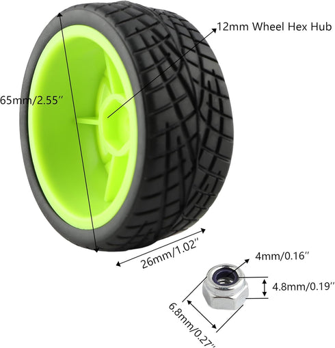 4PCS 12mm Hub Wheels Tires Set 1:10 1:12 1:16 Off Road RC Cars Rubber Tires Set for HSP 94122 94123 94103 3850 3851 FW06 RC Cars(Green)...