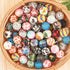 50Pcs Silicone Printed Beads 15mm, Leopard Cow Animal Print Beads, Flower Leaves Plaid Beads, Loose Round Silicone Spacer Beads, for Adults DIY Cr...