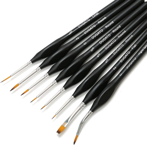 DUGATO Fine Detail Paint Brush Set 8pcs, Tiny Professional Micro Miniature Painting Brushes Kit with Ergonomic Handle for Acrylic, Oil, Watercolor...