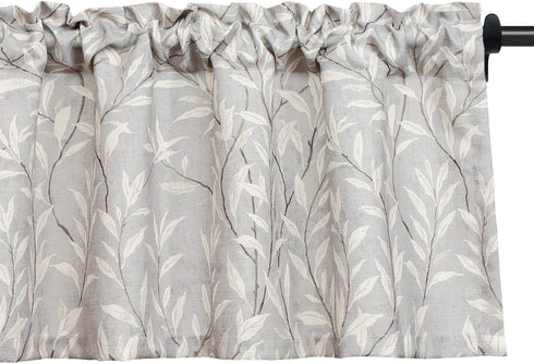VOGOL Window Short Curtains Valances for Bedroom Dining Room, Rod Pocket Rustic Style Lovely Leaf Print Small Curtain Drapes Valance for Cafe Room...