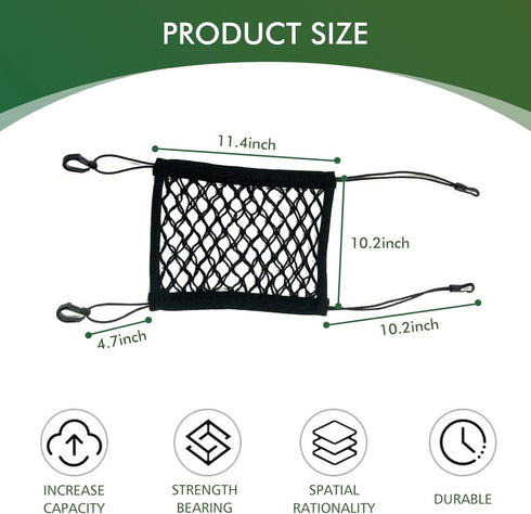 1 PC Car Pet Barrier Net, 11.4" x 10.2" Double-Layer Coarse Thick Mesh Dog Divider Between Front Seats, Retractable and Elastic Storage Mesh Bag, ...