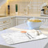 White Marble Dish Drying Mat Kitchen Counter Gold Absorbent Microfiber Drying Rack Pads 16x18 inch for Countertop Dishes Large Drain Mats and Prot...