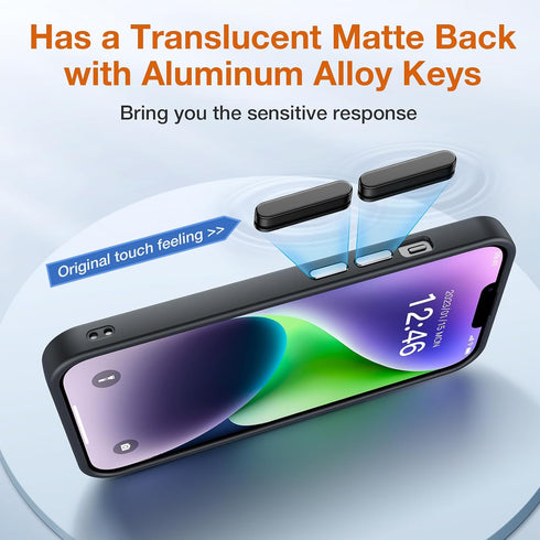 for iPhone 14 Phone Case, Shockproof for iPhone 13 Case, Military Grade Drop Protection, Protective Hard Back Slim Translucent Case for i 13 Phone...