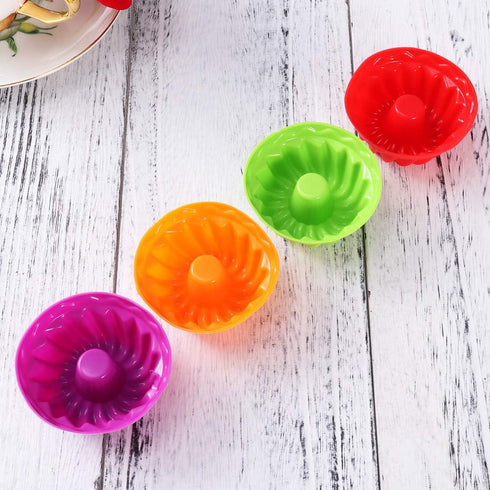 12Pcs Silicone Fluted Cake Mould Non-Stick Round Baking Pan for Cake Gelatin Mousse Bread (2.55 * 2.55 * 1.18 Inch)...