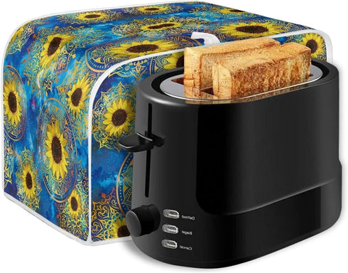 Sunflower Print Toaster Cover 2 Slice Wide Slot Decorative Accessories for Kitchen, Boho Mandala Flower Small Appliance Covers Anti Fingerprints O...