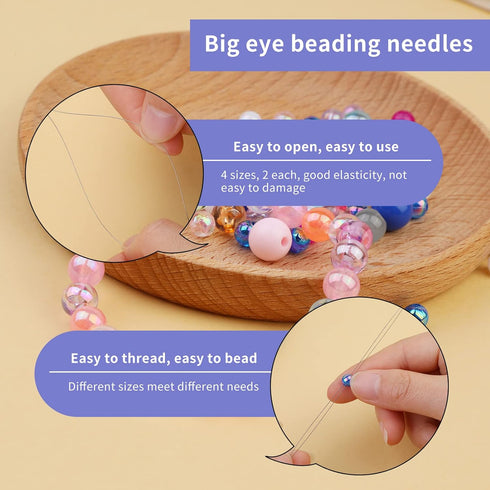 58 PCS Beading Needles Set for Jewelry Making includes 8 Pcs Big Eye Beading, 40 Pcs Hand-Sewing Beading Needles, Yarn Scissors, Threader, Tweezer...