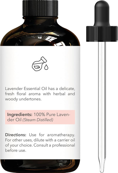 Brooklyn Botany Lavender Essential Oil - Huge 4 Fl Oz - 100% Pure and Natural - Premium Grade with Dropper - for Aromatherapy and Diffuser...