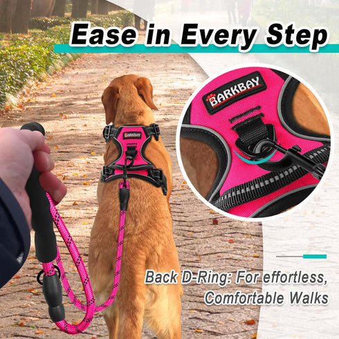 BARKBAY No Pull Pet Harness Dog Harness Adjustable Outdoor Pet Vest 3M Reflective Oxford Material Vest for PINK Dogs Easy Control for Small Medium...