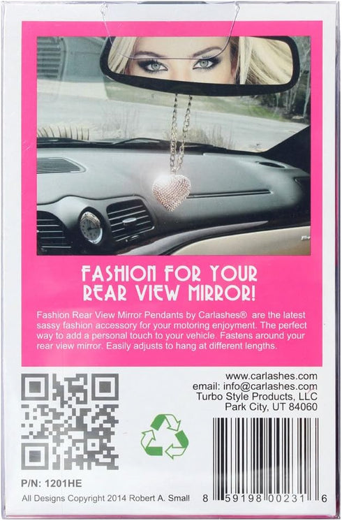 1201HE Clear Rear View Mirror Pendant Heart...