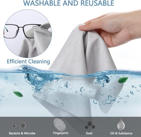 Extra Large Microfiber Cleaning Cloths (12"x 12") for Eyeglasses, Lens, Glasses, Reusable Eyeglass Cleaner Cloths Wipes for All Glasses and Screen...