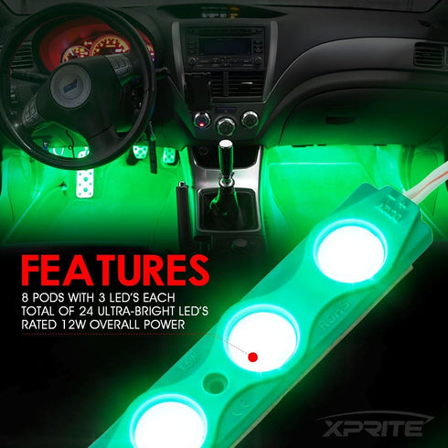 Xprite Green LED Truck Bed Light Kits with On/Off Switch, for Pickup Exterior Interior Lights Strips, Footwells, Running Boards, Cargo, Under Car,...