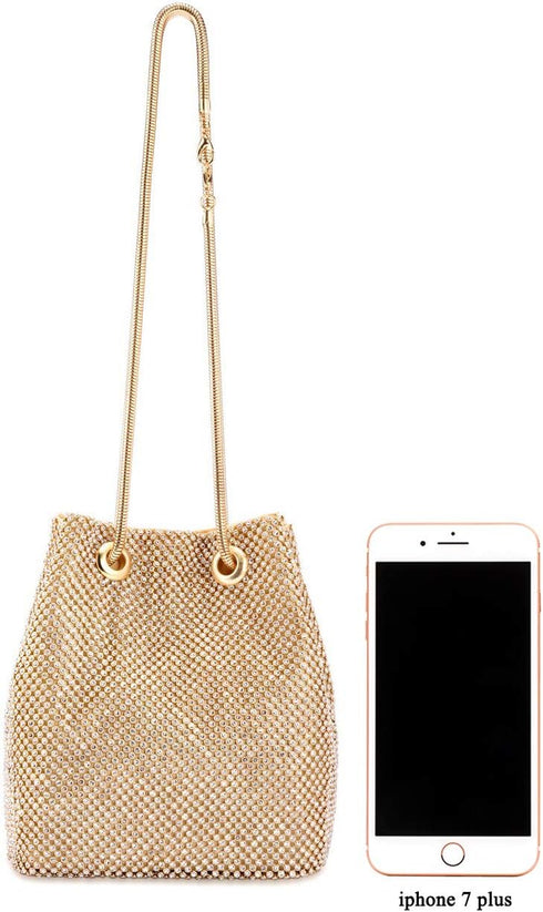 Women Rhinestones Crystal Clutch Mini Evening Bags Bucket Bag Party Prom Wedding Small Shoulder Cross-body Purses...