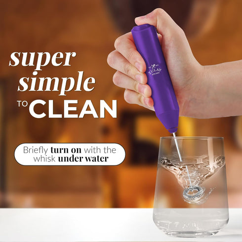 Zulay Kitchen Powerful Milk Frother Wand - Mini Milk Frother Handheld Stainless Steel - Battery Operated Drink Mixer for Coffee, Lattes, Cappuccin...