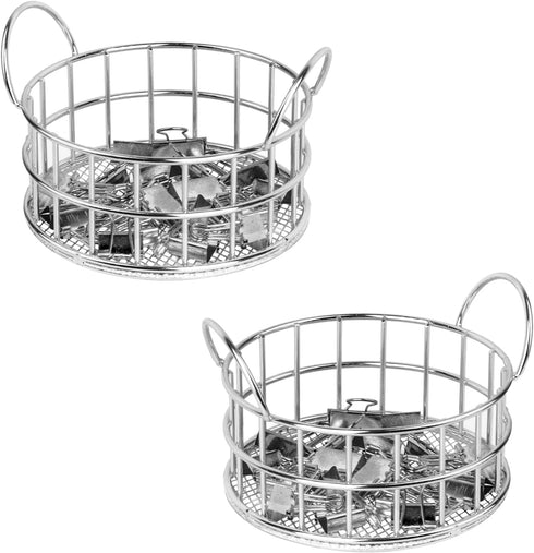 Silver Paper Clip Holder, Mesh Desk Accessories, Desk top Paperclips Metal Dispenser Organizer Desk Drawer Organizer, Small Office Supplies for Sc...