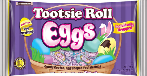 Individually Wrapped Tootsie Roll Candy Eggs, Easter Basket Stuffers, 7.5 Ounce (Single)...