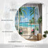 Seascape Shower Curtain Beach Tropical Palm Trees Ocean Flamingos Coastal Nature Landscape Bathroom Curtains Fabric Decor with Hooks 70X70 Inch, B...
