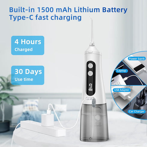 Water flosser,350ml Tank with 4 nozzles,9 Modes,Dental Tools to Remove Plaque and Tartar waterflosser Slate flosser Rechargeable M131 Water flosse...