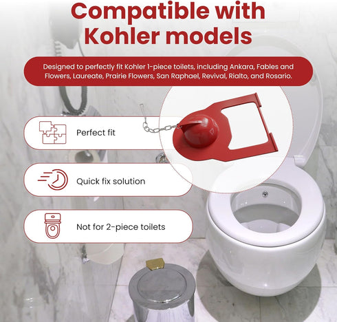 Hinge Toilet Flapper Replacement Compatible with Kohler Models - Toilet Tank Flapper Compatible with Kohler Models Including San Raphael & Rosario...