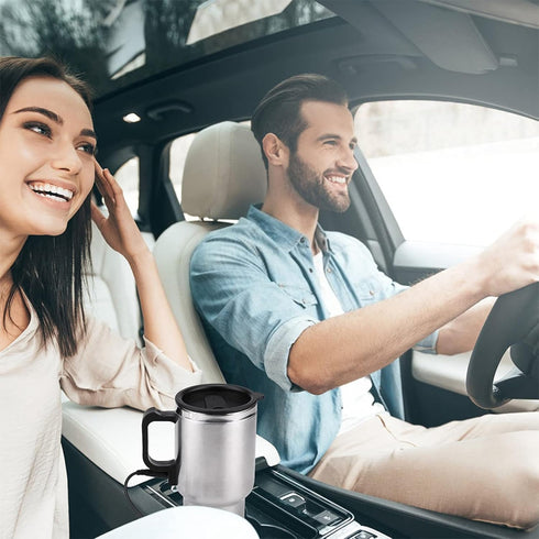 Electric Tea Kettle, Car Electric Kettle, 12V 450ml Stainless Steel Electric In-car Travel Heating Cup, Auto Shut Off Travel Kettle Car Water Heat...