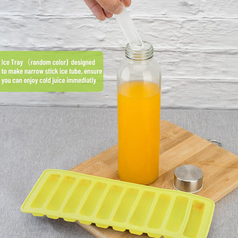 Zukro Glass Juice Bottles with Lids for Juicing 24 oz, Reusable Clear Glass Water Bottles with Stainless Steel Airtight Cap for Refrigerator, 100%...