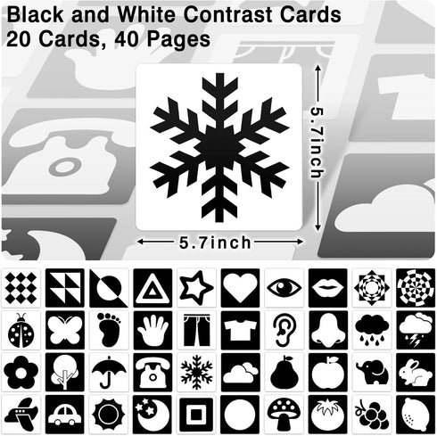 High Contrast Baby Cards for Infants, Black and White Baby Cards High Contrast Baby Toys for Newborns Visual Stimulation Brain Sensory Development...