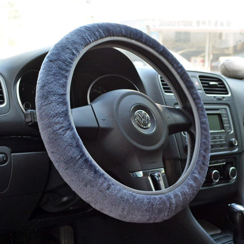 Tianmei Soft Faux Wool Winter Car Stretch-On Steering Wheel Cover (Diameter 13.7in-15.7in,Plush Gray)...