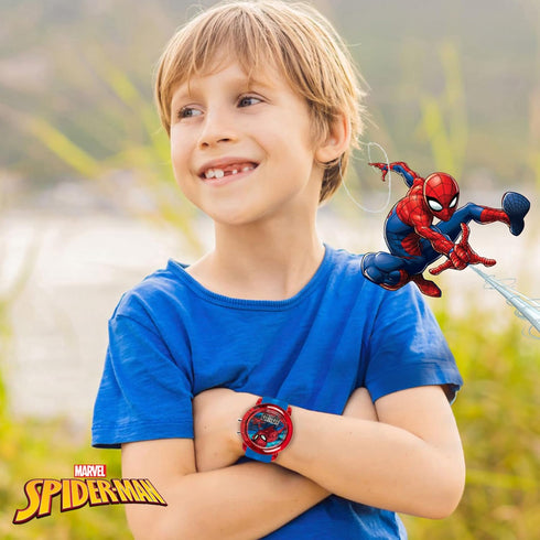 Marvel Spider-Man Kids' LCD Watch – Flashing LED Bullet Band, Digital Time Display, Red & Blue Design, Durable Plastic Case, Adjustable Silicone S...