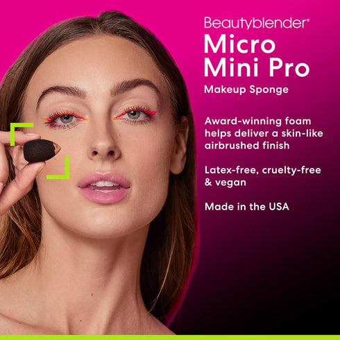 Beautyblender® | Micro Mini Pro Black Beauty Blender Makeup Sponges, Super-Soft Foam Easily Blends Concealers & Highlighters, Made in USA, Reusabl...