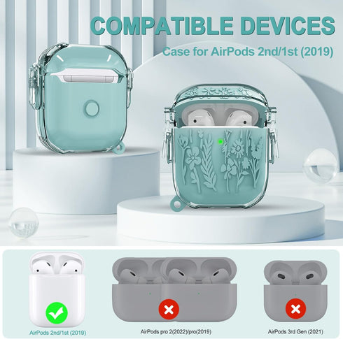 for AirPods Case 1st/2nd Generation Case Cover with Lock, Flower Engraved Case for AirPods 2nd/1st, Full-Body Protective Cover for AirPod Case Cov...