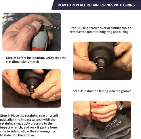 10 Packs 1/2" Impact Wrench Socket Retainer Rings with O-ring, Replacement Parts Compatible with IR, Snap-On, Chicago Pneumatic, Florida Pneumatic...