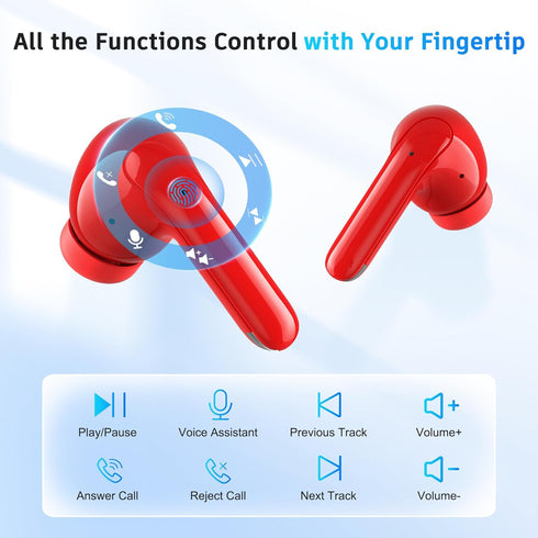 Wireless Earbuds Bluetooth 5.3 Headphones in-Ear MIC Earphones Hi-Fi Stereo 40H Playback USB-C LED Power Display Charging Case IPX7 Waterproof Blu...