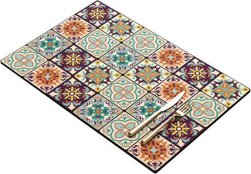 GYORI Double-Sided Non-Slip Draining Mat with Imitation Tile Print for Coffee Machines and Countertops...
