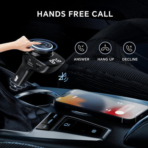 NECESPOW Bluetooth 5.0 FM Transmitter for Car, Dual USB Charger with 3.5MM AUX Cable, Handsfree Call MP3 Music Player...