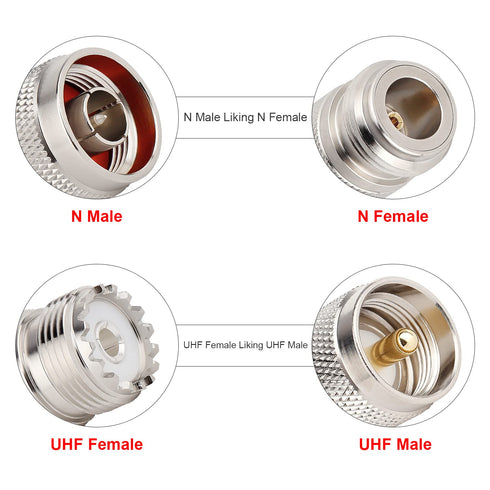 XRDS -RF N Male to UHF Female Adapter N Connector to PL-259 SO-239 Coax RF Coaxial Cable Connectors Pack of 5 (NOT for TV)...