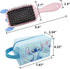 Blue Travel Cosmetic Makeup Bag Sets Include Double Sided Cosmetic Mirror, Hair Brush, PU Travel Toilet Bag, Woven Braclece and 50 Stickers, Makeu...