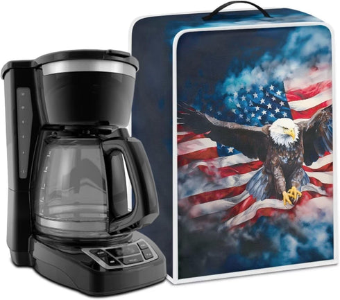 Eagle USA Flag Coffee Maker Cover Coffee Machine Dust Cover Waterproof Coffee Pot Cover with Top Handle Lightweight Kitchen Accessories Decor...