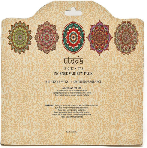 Premium Quality Incense Sticks. Lavender, Sandalwood, Jasmine, Vanilla and Rose Aroma. Variety Gift Pack 75 Sticks, Includes a Free Holder...