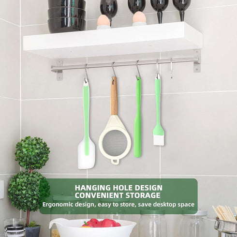 Kitchen Silicone Utensils Set,4 Pcs Silicone Spatula,Fine mesh stainless steel colander Kitchen Cooking Utensils Brush, Kitchen Spatula Cookware U...