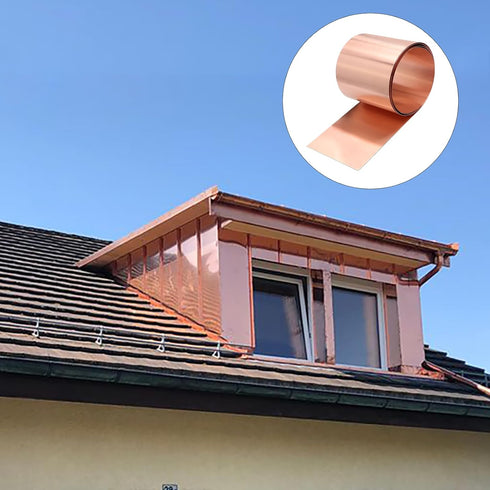 ELECTRAPICK Copper Flashing,28 Gauge(0.32mm) Thickness, 2in x 10ft, 99.95% Pure Copper Sheet Roll, Roofing Metal Flashing Roll for Contractors DIY...