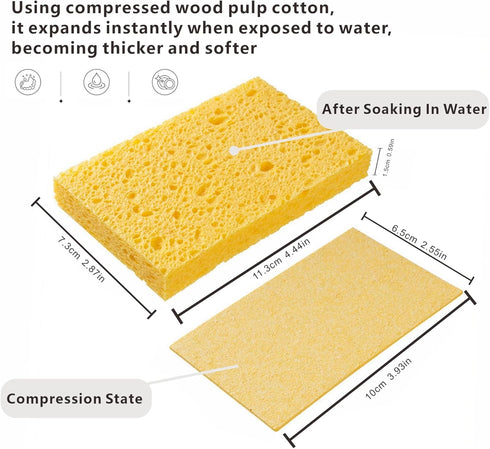 Compressed Sponges,Natural Sponge Wood Pulp cotton?Sponges Kitchen, Sponges for Dishes,Household Cleaning Sponge...