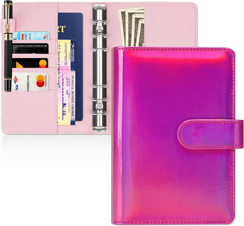 Toplive A6 Refillable Notebook Binder PU Leather 6 Ring Budget Binder Organizer for A6 Filler Paper, Loose Leaf Personal Planner Binder Cover, Las...
