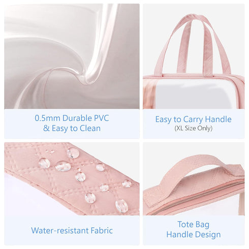 PACKISM Clear Toiletry Bags - 2 Pack Clear Makeup Bags with Handle Large Opening, Waterproof Clear Cosmetic Bags Fit Carry-on Travel Essentials, T...